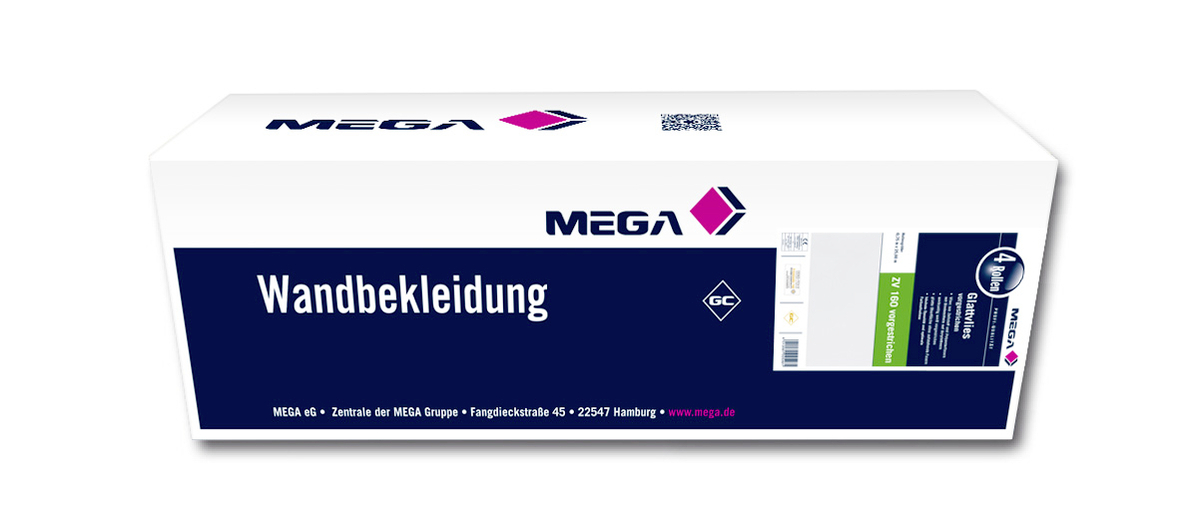 MEGA Glattvlies ZV 160 - 25,00/0,75m, Weiß - 4er-Karton